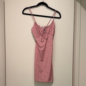 Pink Floral Mini Dress - Sleeveless Spaghetti Strap